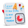 Whiteboard med Time Timer MOD, magneter i olika färger och text.