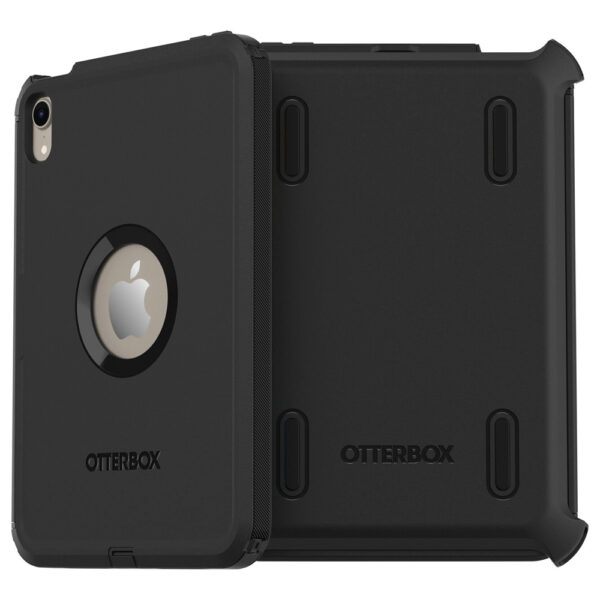 Svart skyddsskal Otterbox Defender iPad Mini 6 fram- och baksida.